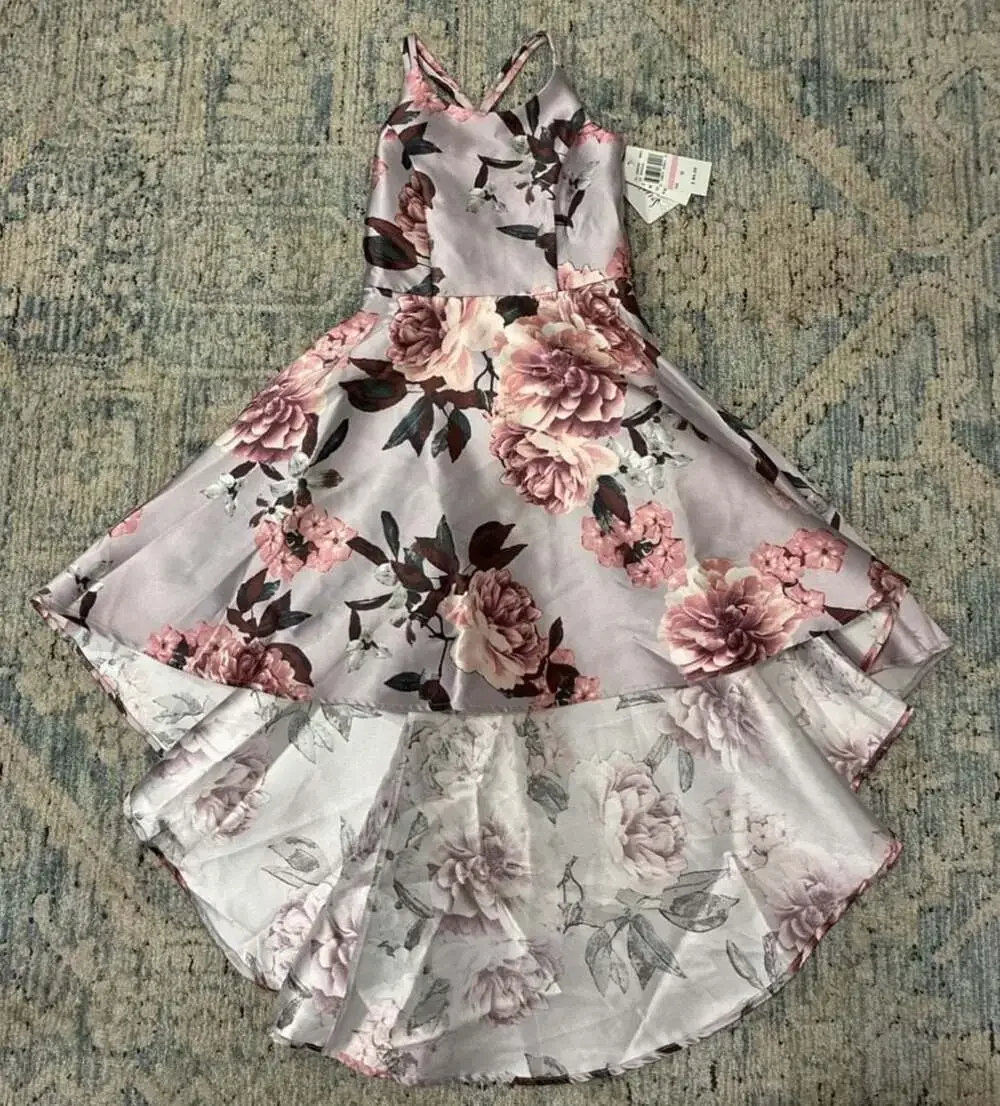 Speechless Kids Floral Sleeveless High-Low Dress Mauve Blush Size 10